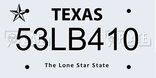 53LB410 Texas License Plate