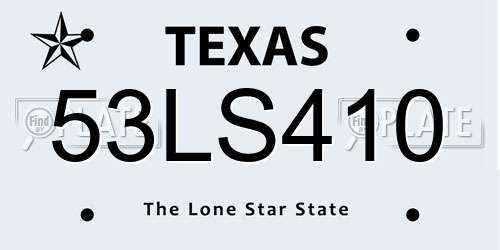 53LS410 Texas License Plate