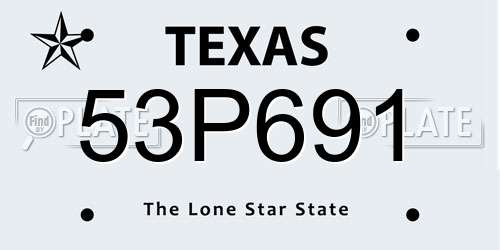 53P691 Texas License Plate