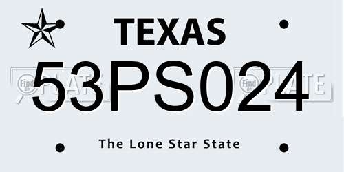 53PS024 Texas License Plate
