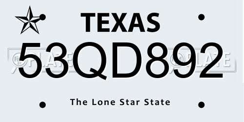 53QD892 Texas License Plate