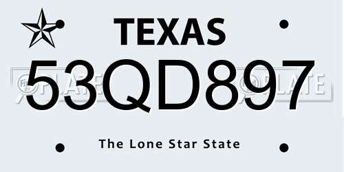 53QD897 Texas License Plate