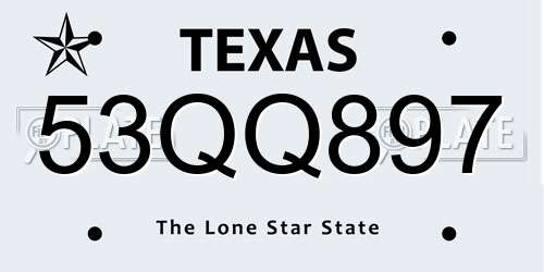 53QQ897 Texas License Plate