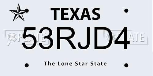 53RJD4 Texas License Plate