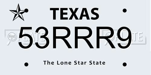 53RRR9 Texas License Plate