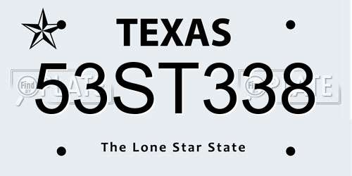 53ST338 Texas License Plate