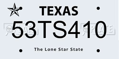 53TS410 Texas License Plate