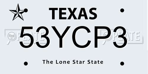 53YCP3 Texas License Plate