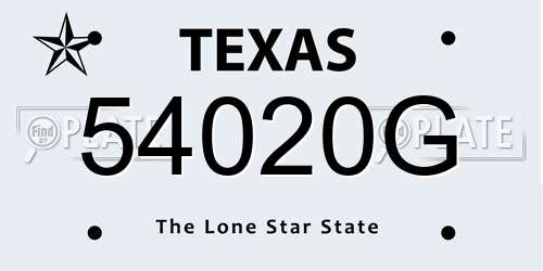 54020G Texas License Plate