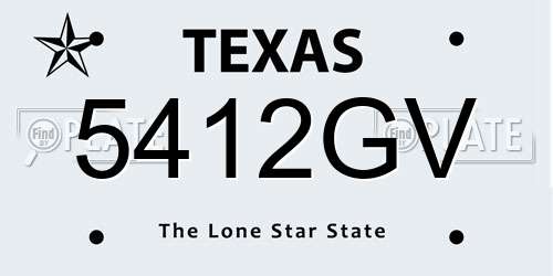 5412GV Texas License Plate