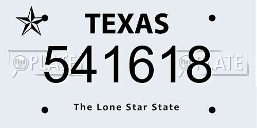541618 Texas License Plate