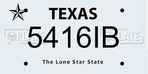 5416IB Texas License Plate