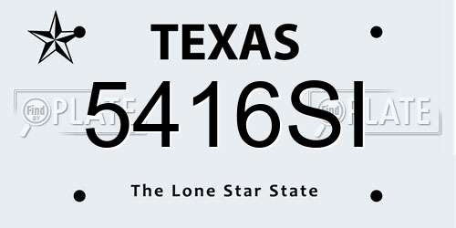 5416SI Texas License Plate