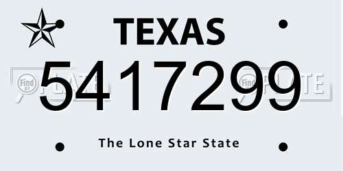 5417299 Texas License Plate