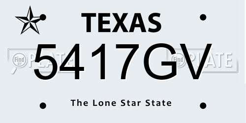 5417GV Texas License Plate