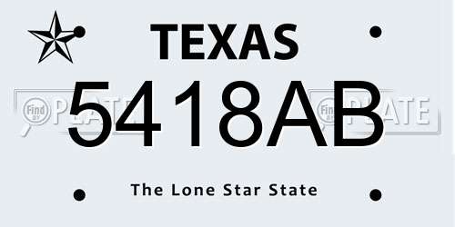 5418AB Texas License Plate