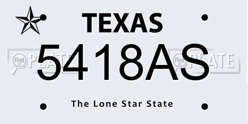 5418AS Texas License Plate