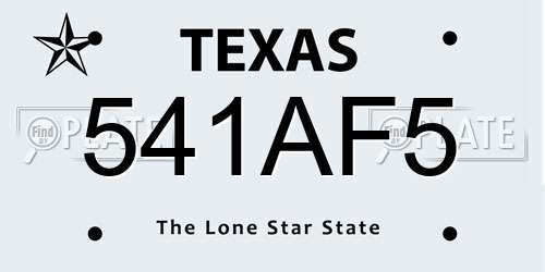 541AF5 Texas License Plate