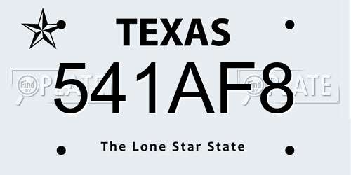 541AF8 Texas License Plate