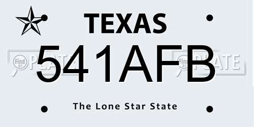 541AFB Texas License Plate