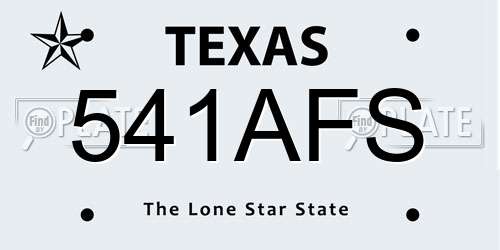 541AFS Texas License Plate