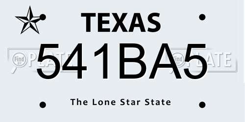 541BA5 Texas License Plate