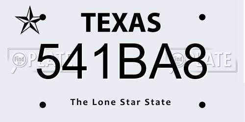 541BA8 Texas License Plate