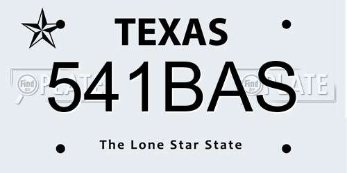 541BAS Texas License Plate