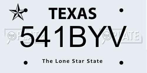 541BYV Texas License Plate