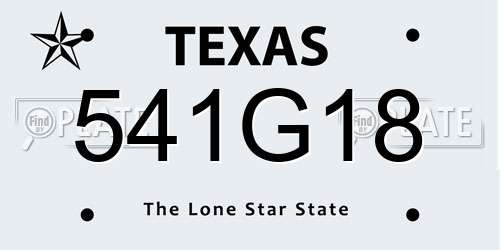 541G18 Texas License Plate