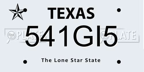 541GI5 Texas License Plate