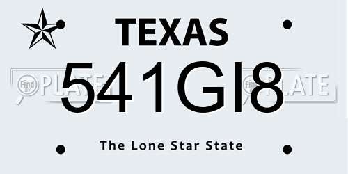 541GI8 Texas License Plate