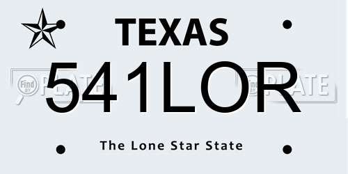 541LOR Texas License Plate
