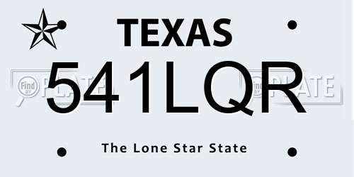 541LQR Texas License Plate