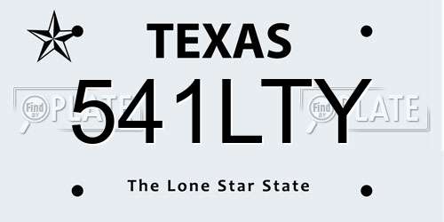541LTY Texas License Plate