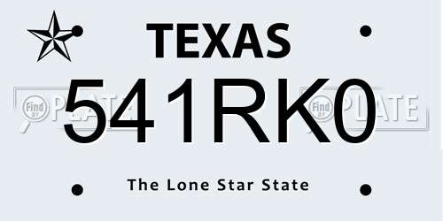 541RK0 Texas License Plate