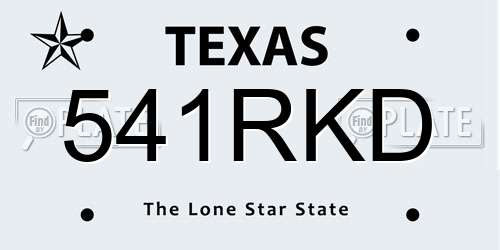 541RKD Texas License Plate