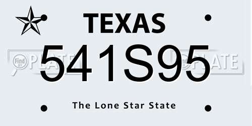 541S95 Texas License Plate