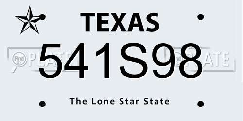 541S98 Texas License Plate