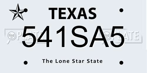 541SA5 Texas License Plate