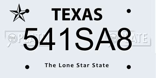 541SA8 Texas License Plate