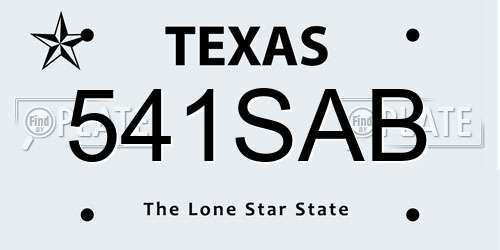 541SAB Texas License Plate