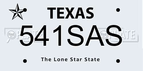 541SAS Texas License Plate