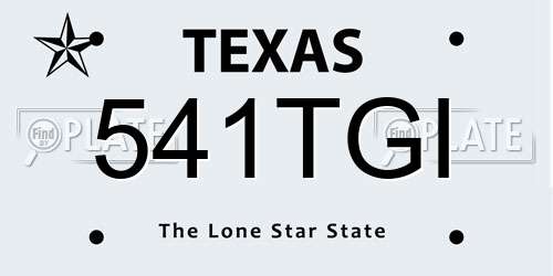 541TGI Texas License Plate