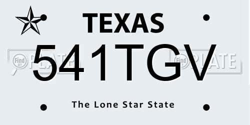 541TGV Texas License Plate