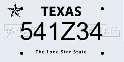 541Z34 Texas License Plate