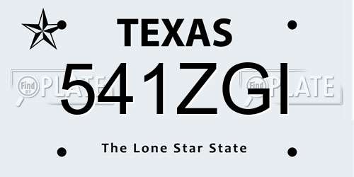 541ZGI Texas License Plate