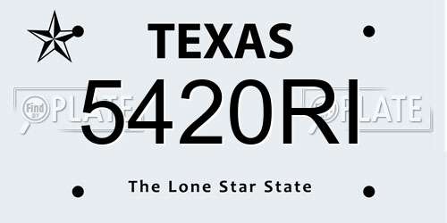 5420RI Texas License Plate