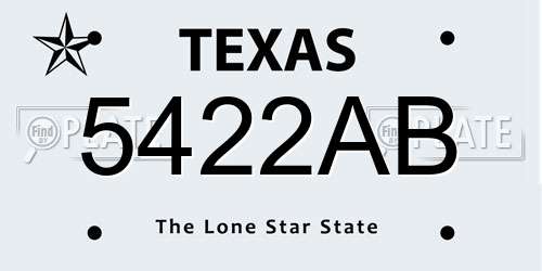 5422AB Texas License Plate