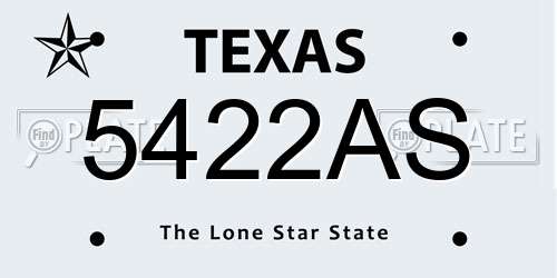 5422AS Texas License Plate